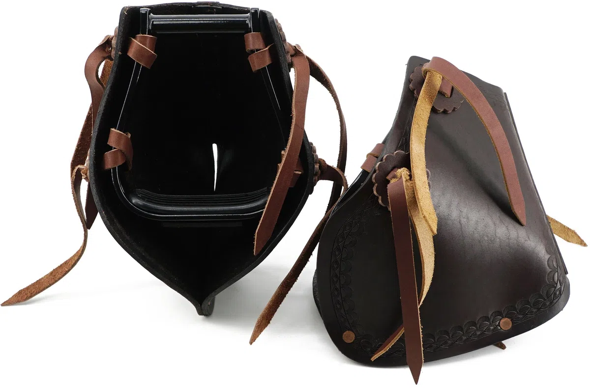 Jeereal Westernsattel Tapadero Steigbügel (12,1 cm), handgefertigtes strapazierfähiges Sattelleder