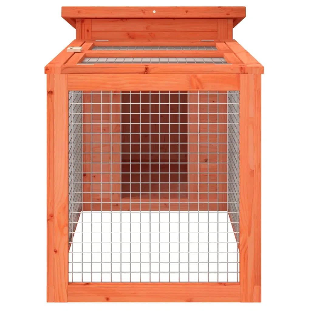Kaninchenstall Braun aus massivem Kiefernholz 100,5x54x55 cm mit Freilaufgehege und Schlafplatz, wetterfest für Garten, Terrasse, Balkon, ideal für Kaninchen und Meerschweinchen