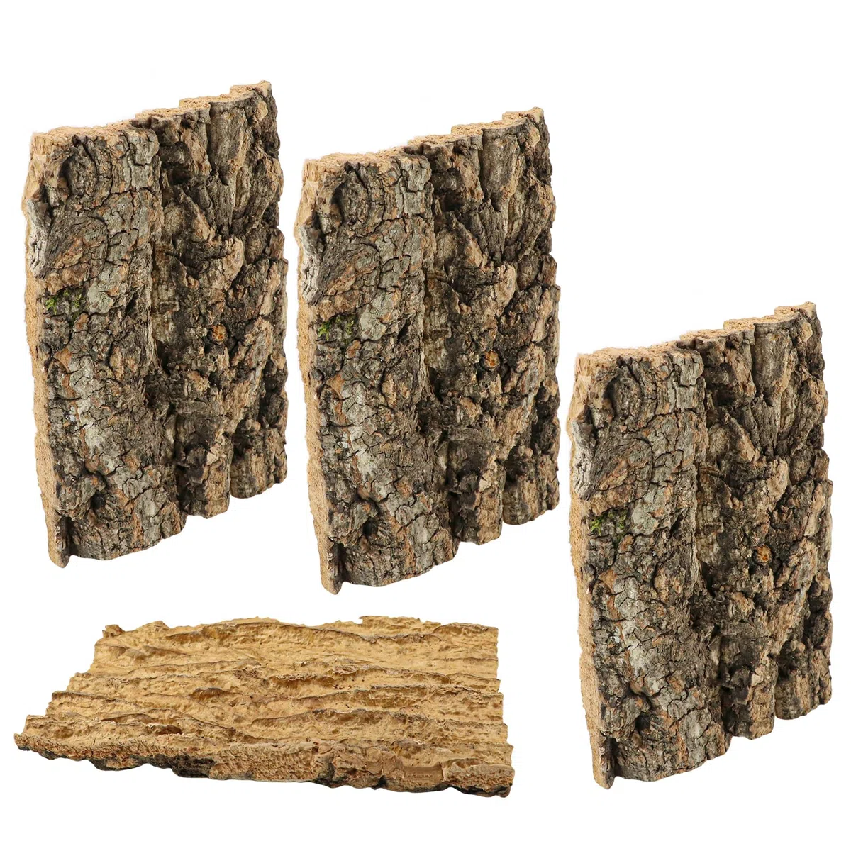 4 Stück Reptilienrinde Dekor Holz, natürliche Korkrinde Rohrdekoration, Holzrinde Terrarium für Reptilien, zufällige Form, zufällige Größe