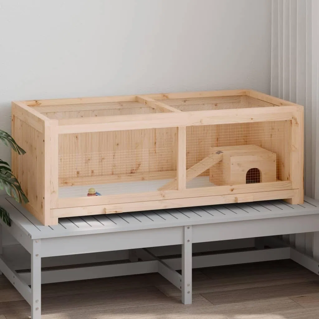 Festnight Hamsterkäfig Meerschweinchen Käfig Kleintierkäfig Rattenkäfig Hamster Käfig 104x52x38 cm Hamsterkäfig Holz Kleintierstall Massivholz Tanne