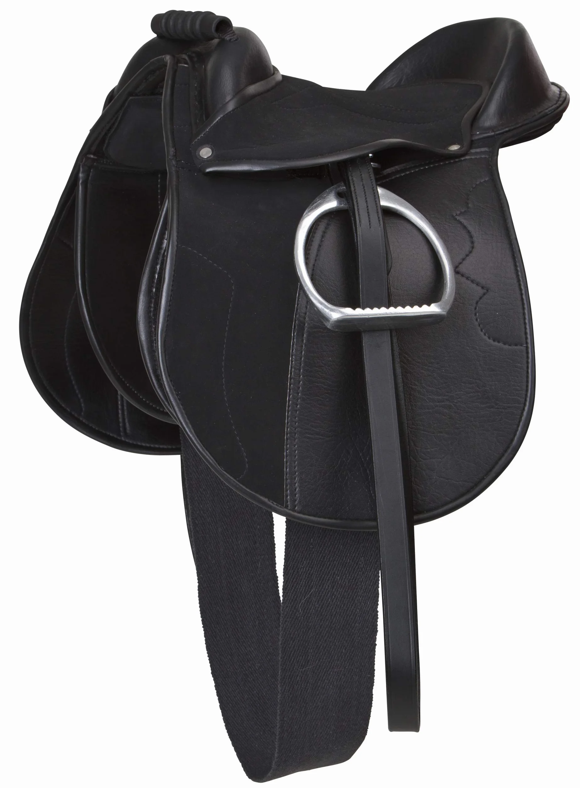 Covalliero Sattelset Economy, Pony, schwarz, 15 Zoll, Kammerweite 34,5cm, Synthetikmaterial, Pferde, rutschhemmend, individuell justierbar
