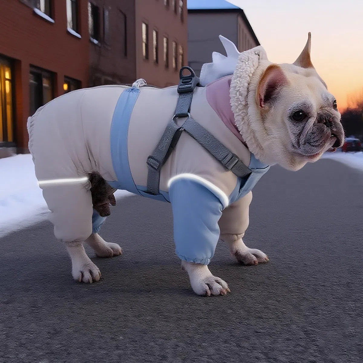 Hundemantel, Winter-Schneeanzug, Hundegeschirr-Mantel, warmer Fleece-gefütterter Overall, vierbeinige Mäntel für kleine, mittelgroße und große Hunde, verstellbare Kleidung für kaltes Wetter, S-XXXL