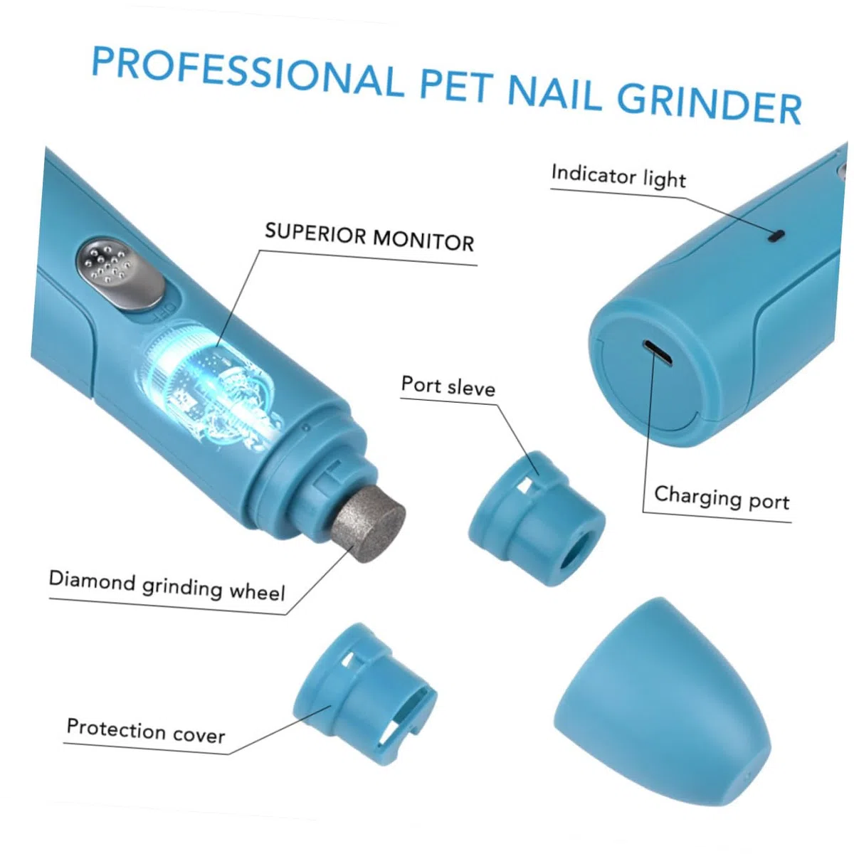 VICASKY 3 Stück Elektrischer Nagelknipser Set für Hunde Katzen Automatischer Krallenschleifer aus Abs Sicherer Langlebiger Haustier Nageltrimmer Einfach zu Bedienen Sanftes Schleifen für