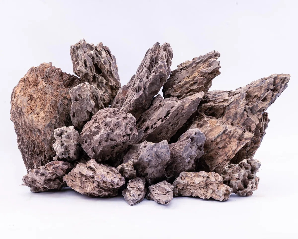 NatureHolic Lila Drachenstein Yaki Stone | Dunkel-lila Aquarium Stein | wasserneutral mit dramatischer Struktur | Aquascaping Hardscape Steine Deko für Aquarien I Größe XL: 27-32cm