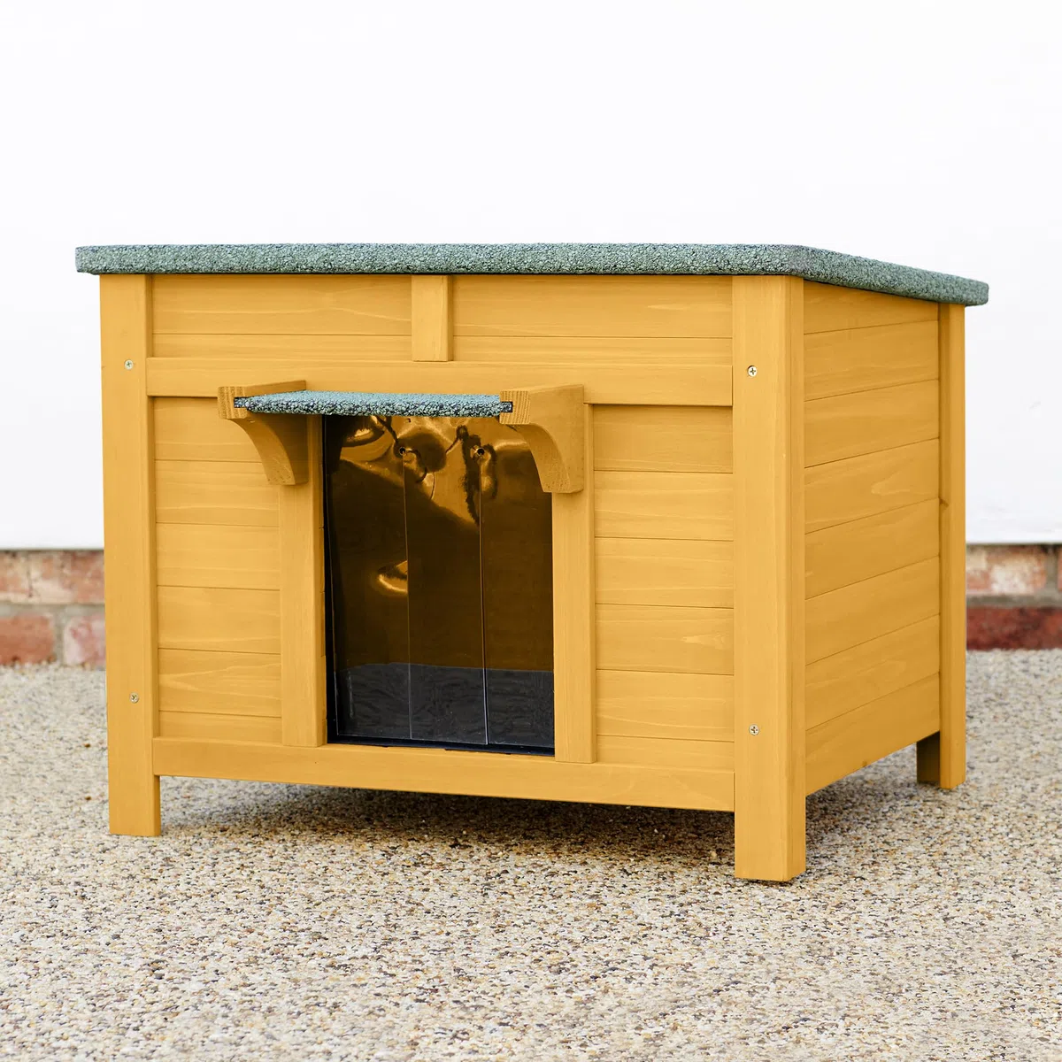 FeelGoodUK Großes hölzernes Versteck für Katzen, Kaninchen, Meerschweinchen, Schildkröte, Schatten, Enten, Versteckhütte, 60 x 50 x 47 cm, Holz, Haustierhaus (Natur, groß)
