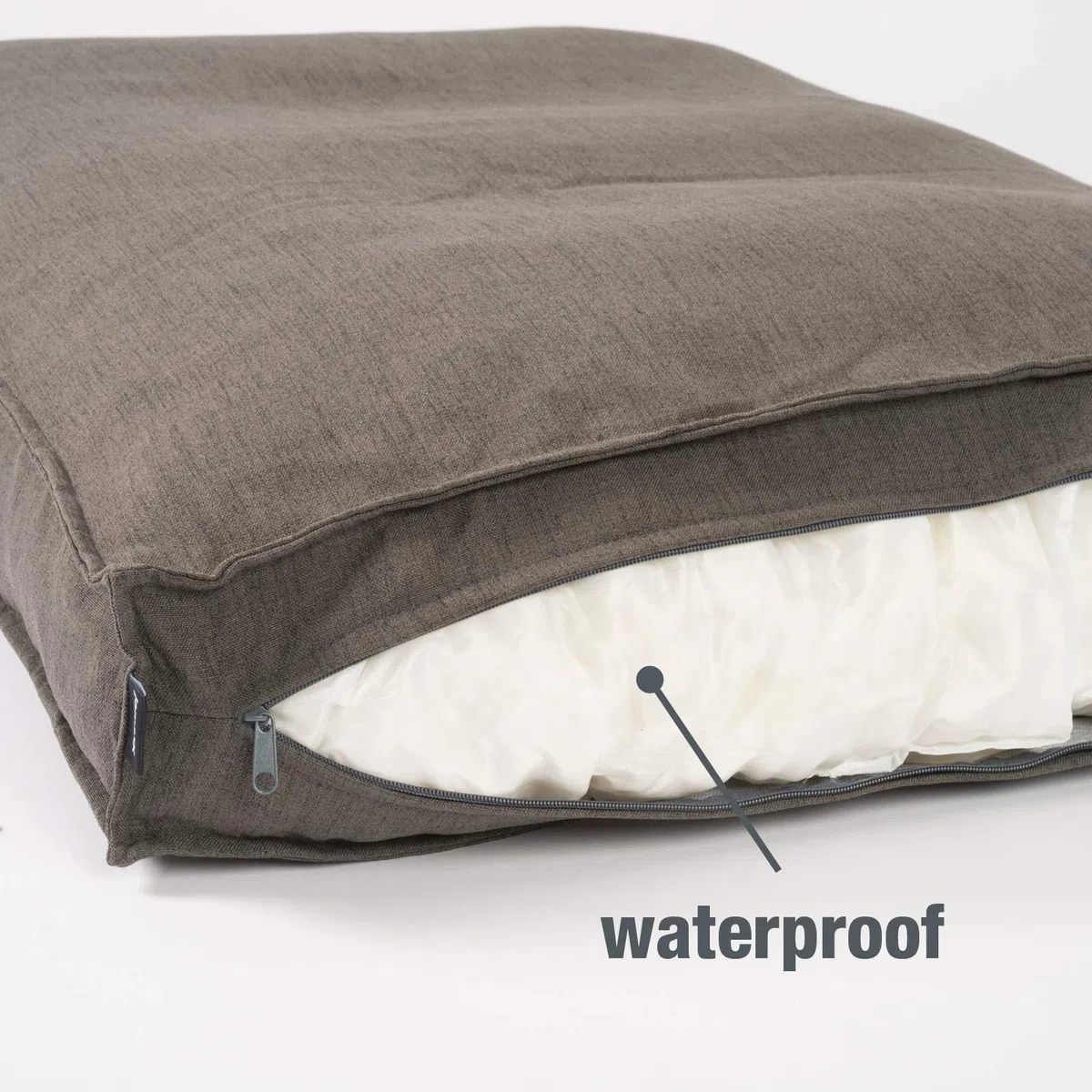 JAMAXX Premium Hundekissen in edler Leinen-Optik - Orthopädisch Memory Visco Schaumstoff - Waschbar Abnehmbarer Bezug - Wasserabweisender Innenbezug - Hundebett PDB1005 (L) 120x90 braun-grau