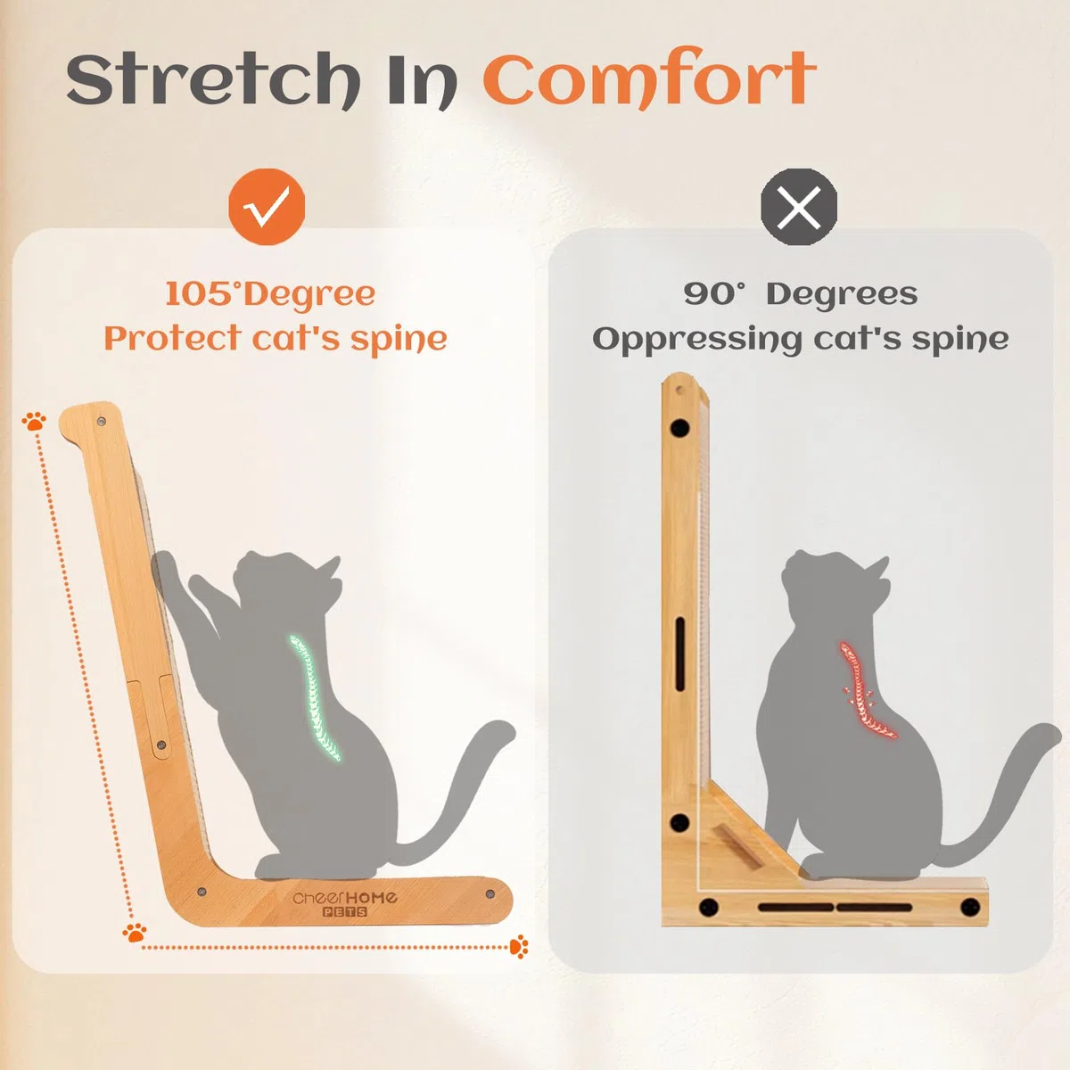 CHEERHOME PETS Sisal Katzenkratzer für Indoor-Katzen Kratzmatte Vertikaler Katzenkratzer L-Form Katzenkratzbrett Katzen Kratzbaum Massivholz Katzenmöbel (groß)