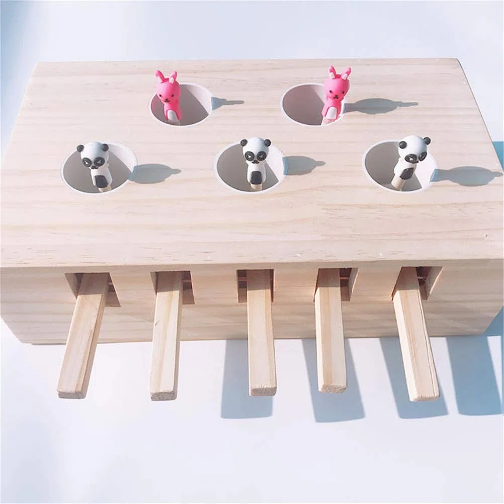 MU Katze Jagd Spielzeug Chase Maus Massive Hölzerne Interaktive Labyrinth Haustier Hamster Mit 3/5-Heiliger Maus-Loch Catch Bite Catnip Lustiges Spielzeug,3 Löcher