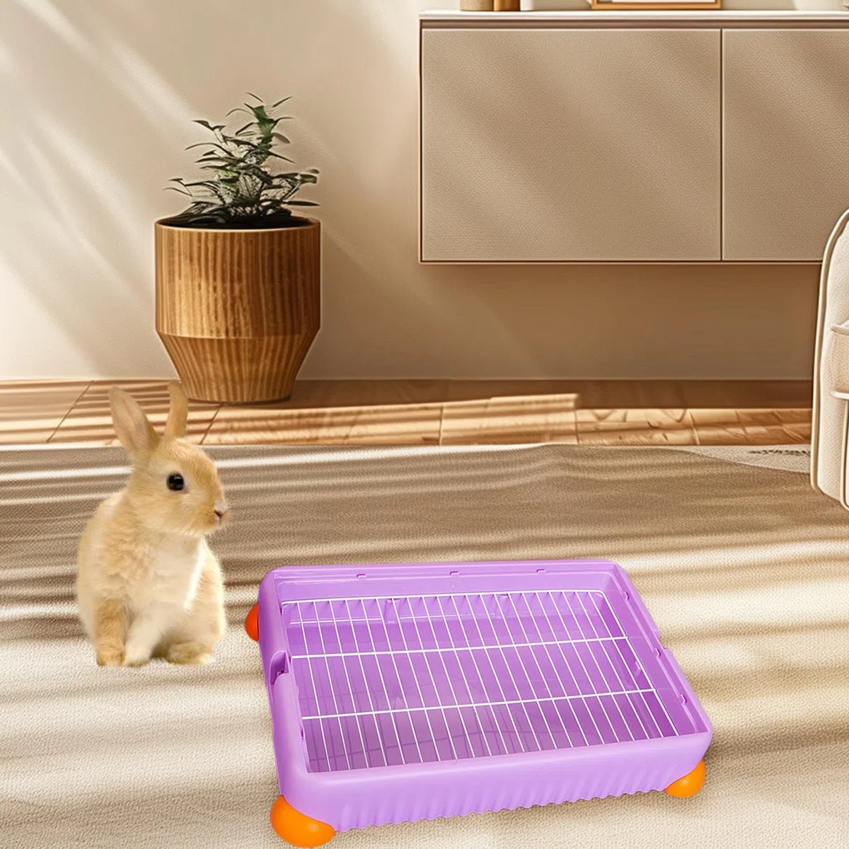 Kaninchentoilette, Stubenreinheitstraining, Pfoten Und Böden Sauber Halten, Käfigtoilette, Einstreubox, Ecktoilette für Chinchillas, L, Lila