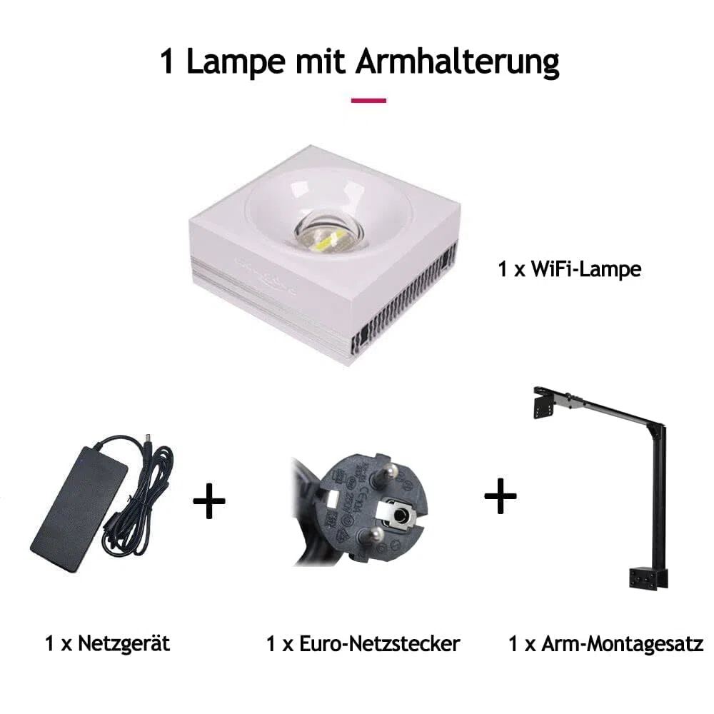 PopBloom RL90 WiFi Meerwasser LED 100W, Salzwasser LED Beleuchtung für Reef Coral Fish Wasserpflanzen Salzwasser Aquarium,APP unterstützt Deutsch (1 WiFi Lampen mit Armhalterung)