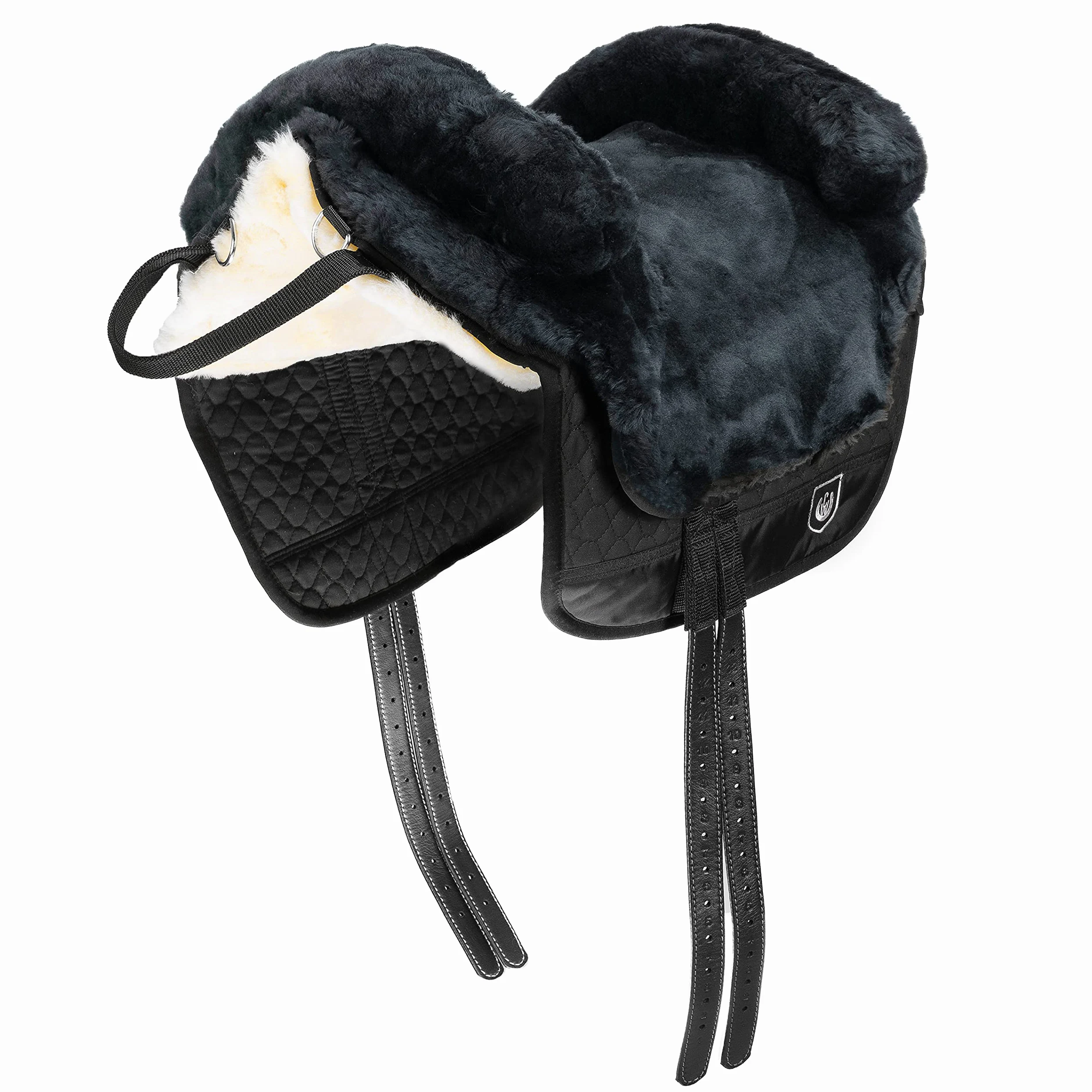 Werner Christ Fellsattel IBERICA Plus baumloser Lammfellsattel im spanischen Stil, Bare-Back-pad, Pferde-Sattel aus echtem Lammfell in Gr. Pony, in anthrazit