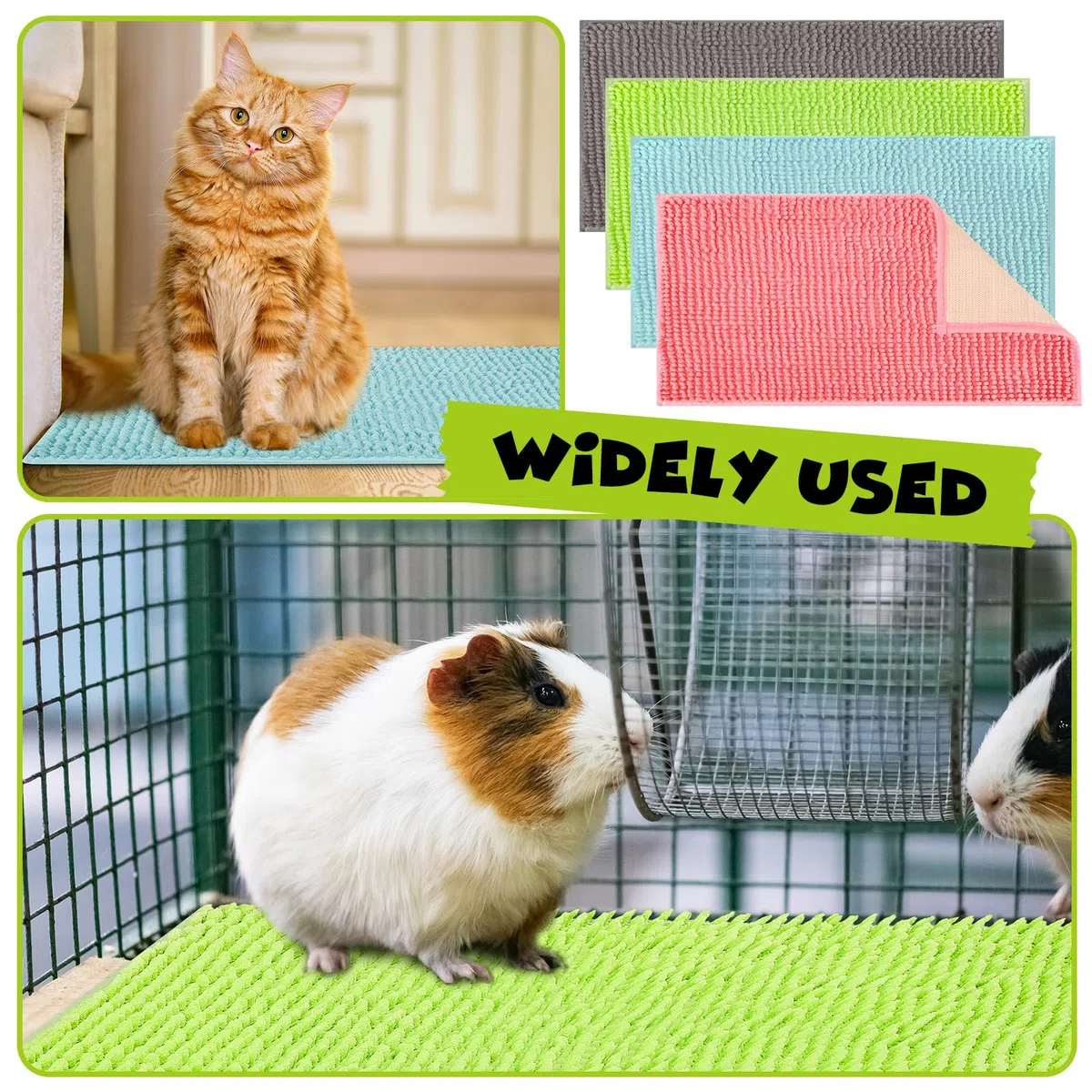 Barydat Meerschweinchen-Käfig-Einlage für Meerschweinchen-Käfig, Bettwäsche, wiederverwendbar, Meerschweinchen-Matte, waschbar, Trainingspad, Tierschlafmatte für Chinchilla (Grau, Grün, Rosa, Blau,