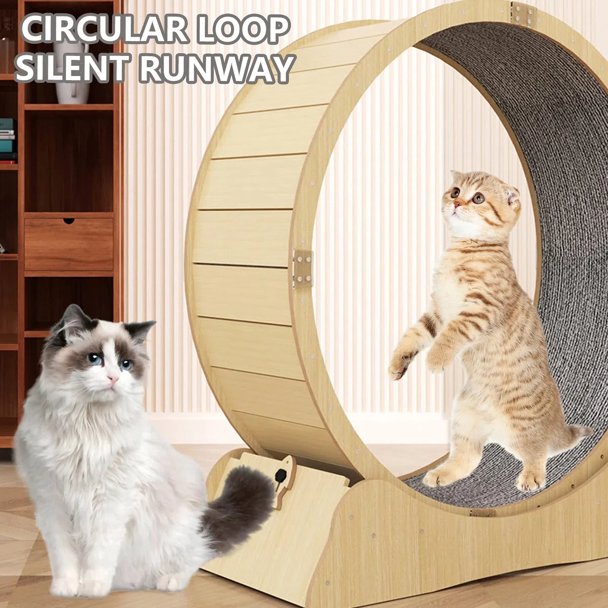 Cat-Wheel-übungsgerät Für Wohnungskatzen, Groß Cat-laufrad Mit Teppichlaufbahn, Groß Laufband Für Katzen, Hamsterrad-Stil Katzenrad, Leise Und Geräuschlose Walzen,S