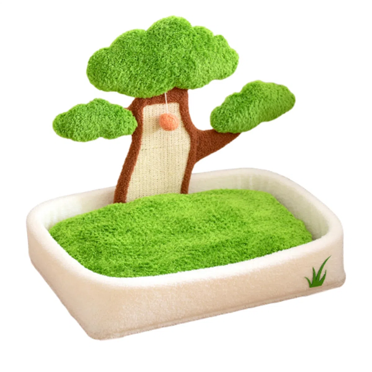 Katzenbett – 51 x 41 x 54 cm, Katzenhöhle, kurzes Plüsch-Nest, Schlafbett | für den Innenbereich, mit Plüschball, Kratzkissen, abnehmbar, waschbar, Unterschlupf für Schlafzimmer, Wohnzimmer