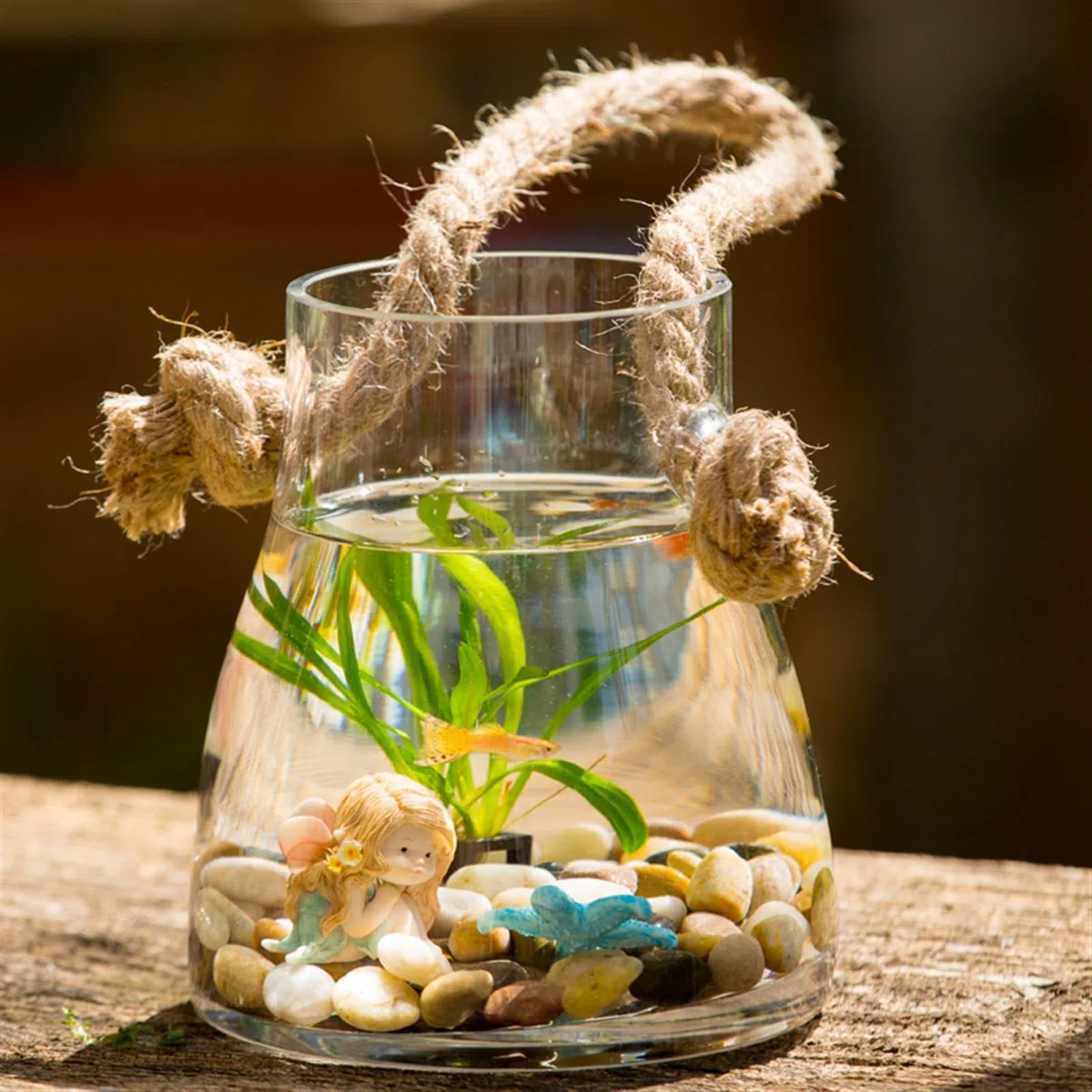 Aquarien Hängendes Aquarium for drinnen und draußen, Wohnzimmer, kleines Wand-Goldfisch-Aquarium, Glasaquarium, ökologisch, dekorativ, kreative Fischtanks Wohndeko