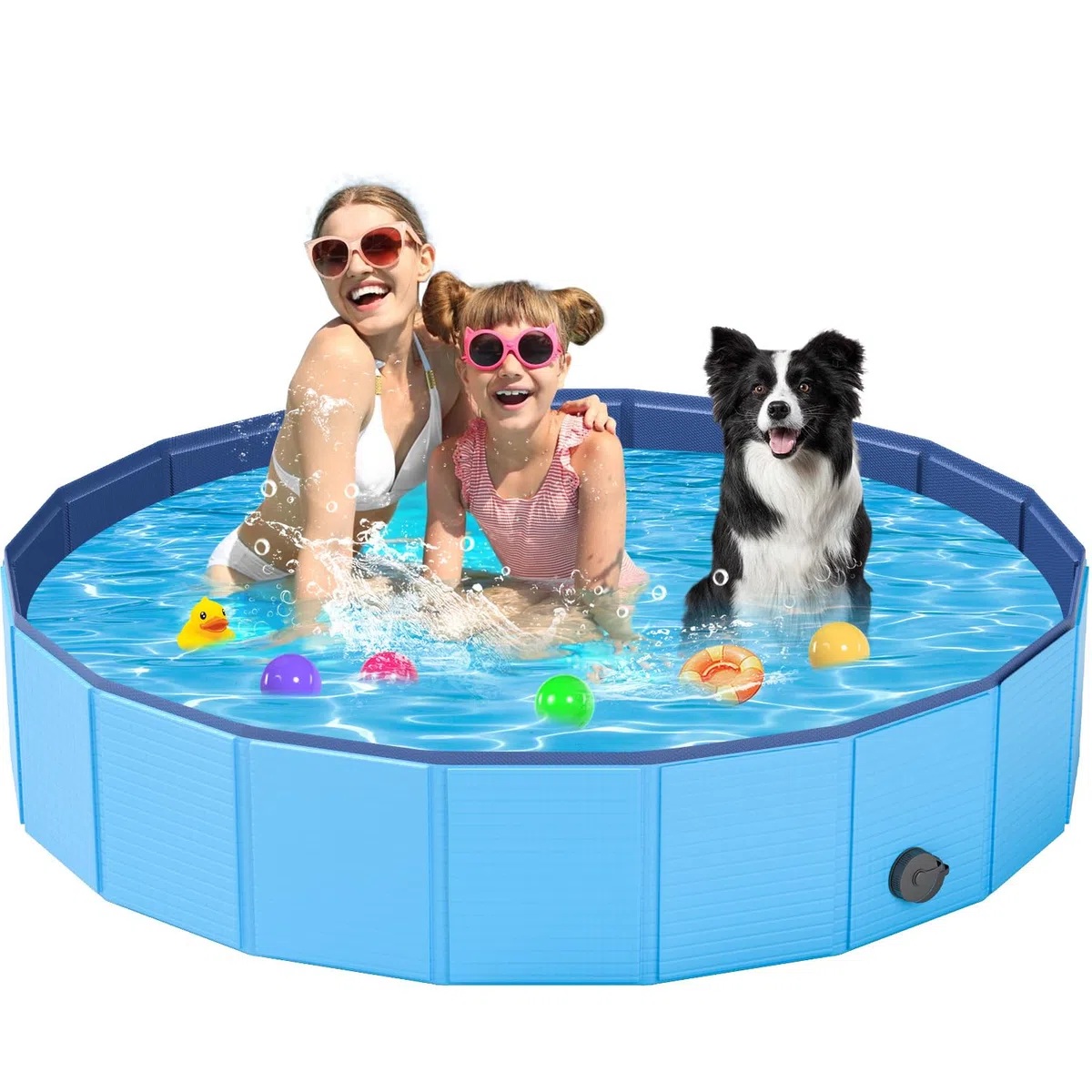 YSJILIDE Hundepool 160 x 30 cm PVC Faltbare Planschbecken für Kinder Abriebfest Rutschfest