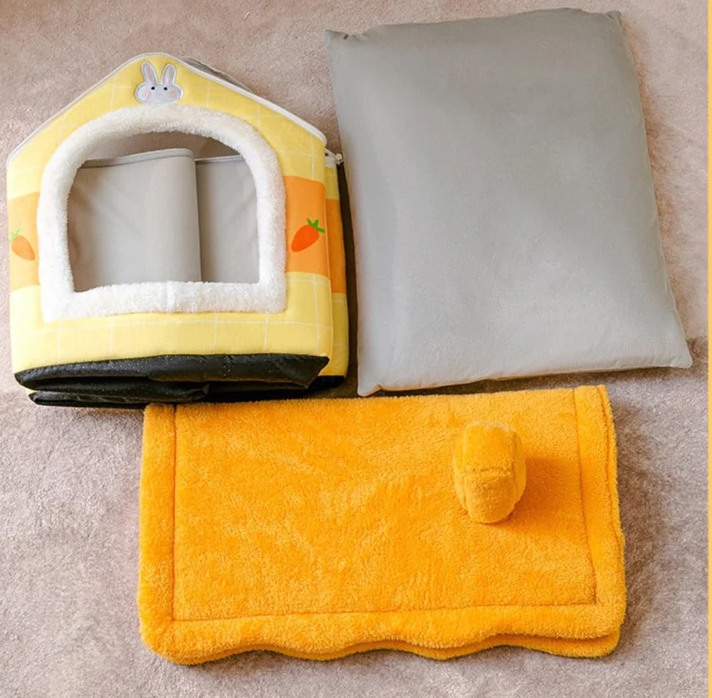 Hundebett Katzenbett Haustierbett Haustierbett, Weich, Lang, Plüsch, Hellrosa, Katzenbett, Rundes Katzenbett, Haus, Rundes Haustier-Hundebett Für Kleine Hunde, Katzennest Hundesofa Hundekorb ( Color :