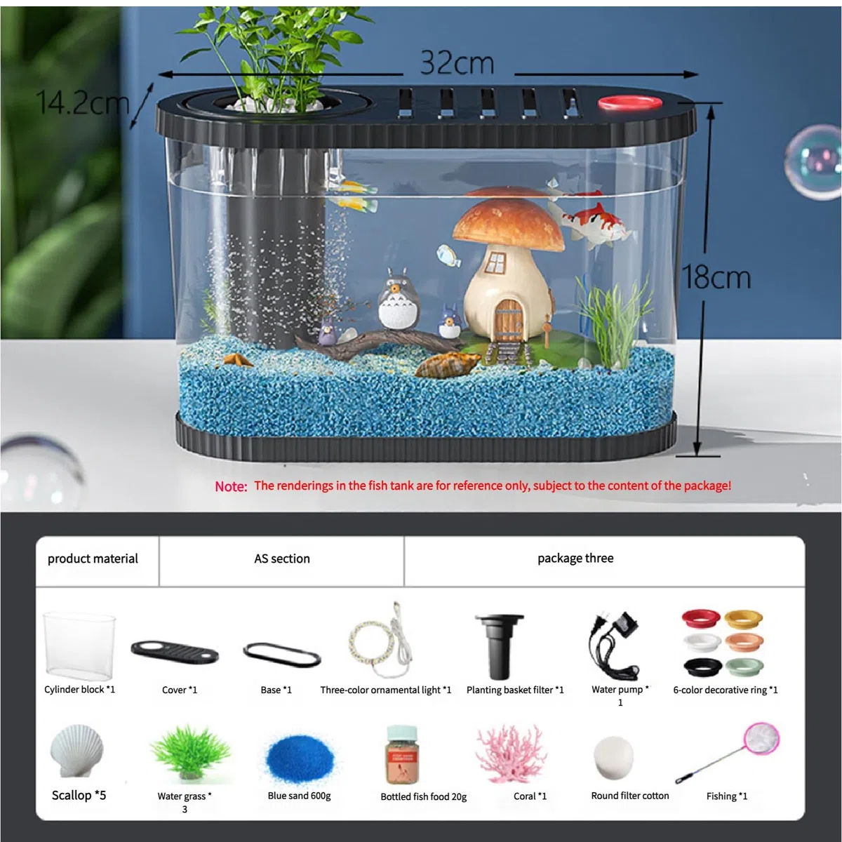 Dekorative Aquarien - Aquarium-Starter-Set mit LED-Licht, komplettes Aquascaping-Set