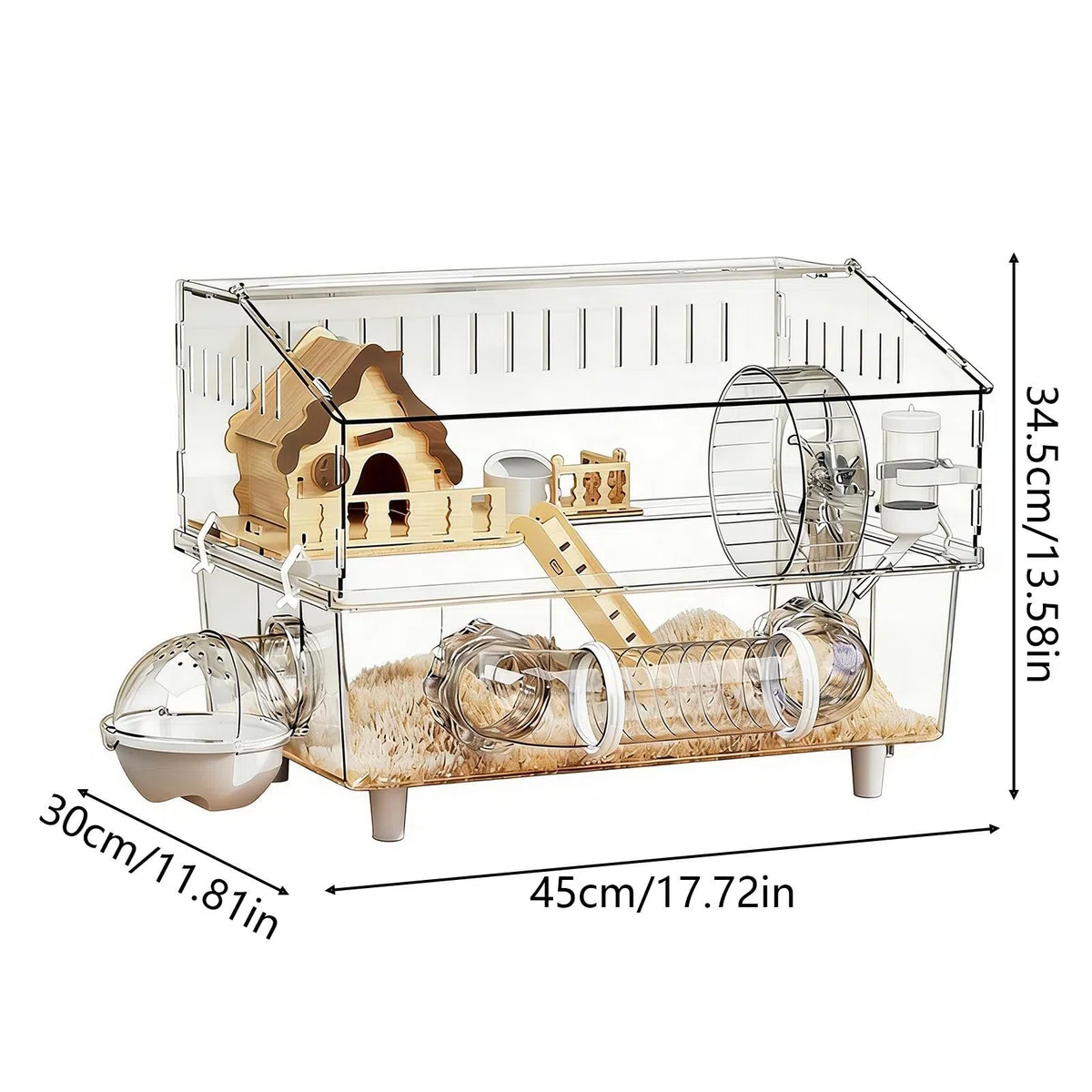 Großes Nagerheim 2-stöckiges Acrylgehege | Hamster-Gehege für Garten, Terrasse, Zuhause, Beobachtung