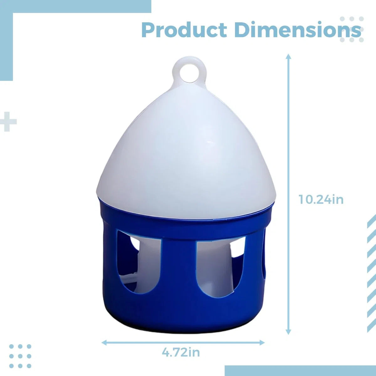 Automatischer Taubenwasserbehälter, 2 l, Vogelwasserspender mit Trinklöchern, leicht zu reinigendes Design, blauer Wasserstand, für den Innen- und Außenbereich, 2 Stück