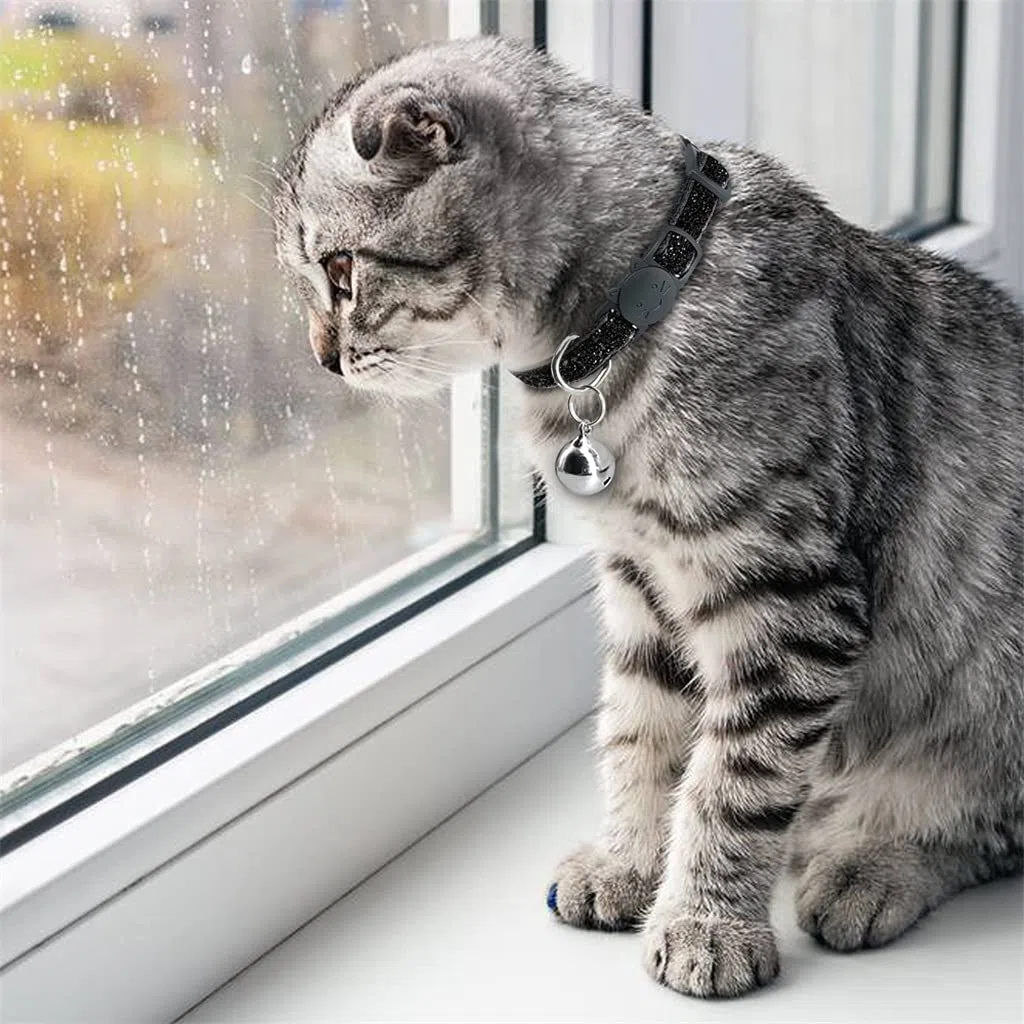 2021 Haustier Katzen Halsband mit Glocke Breakaway Mode Verstellbar Kätzchen Katzen Pailletten Halsband Katzen Zubehör Haustier Zubehör (Gelb)