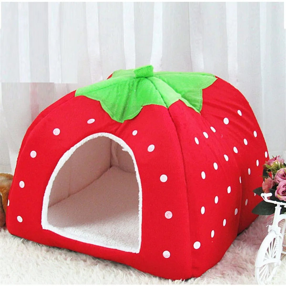 Weiches Kleintierhaus Nest Meerschweinchen Hamster Winter Warm Eichhörnchen Kaninchen Chinchilla Ratte Erdbeerbett Heimtierbedarf (Color : Rosso)