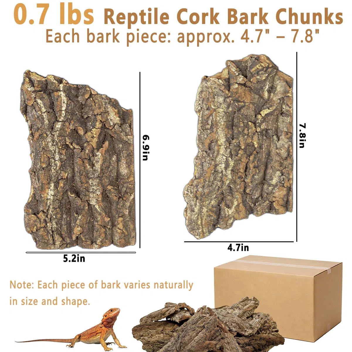 BNOSDM Reptilien-Terrariumrinde Substrat Bettwäsche Schildkröte Naturkork Rinde Reptilien Klettermatte Lebensraum Dekor für Eidechse Schlange Spinnen Einsiedler Krabben Tarantel Geckos Bartagamen (0,3