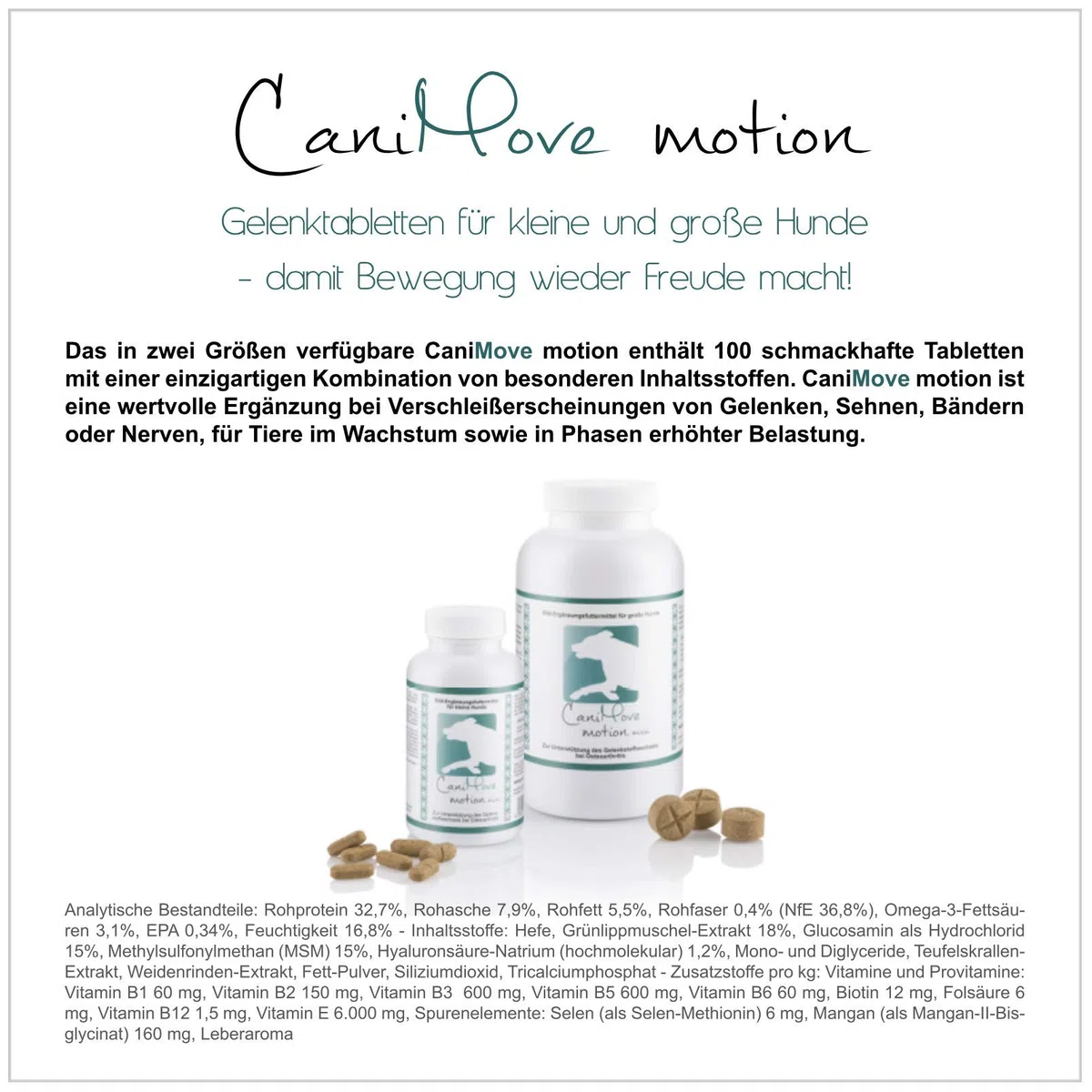 Spar-Bundle - 1 Dose (100 Tabletten) CaniMove Motion mini und 2 Packungen (200 Kapseln) CaniMove Senior mini - Ideal für kleine Hunde-Senioren.