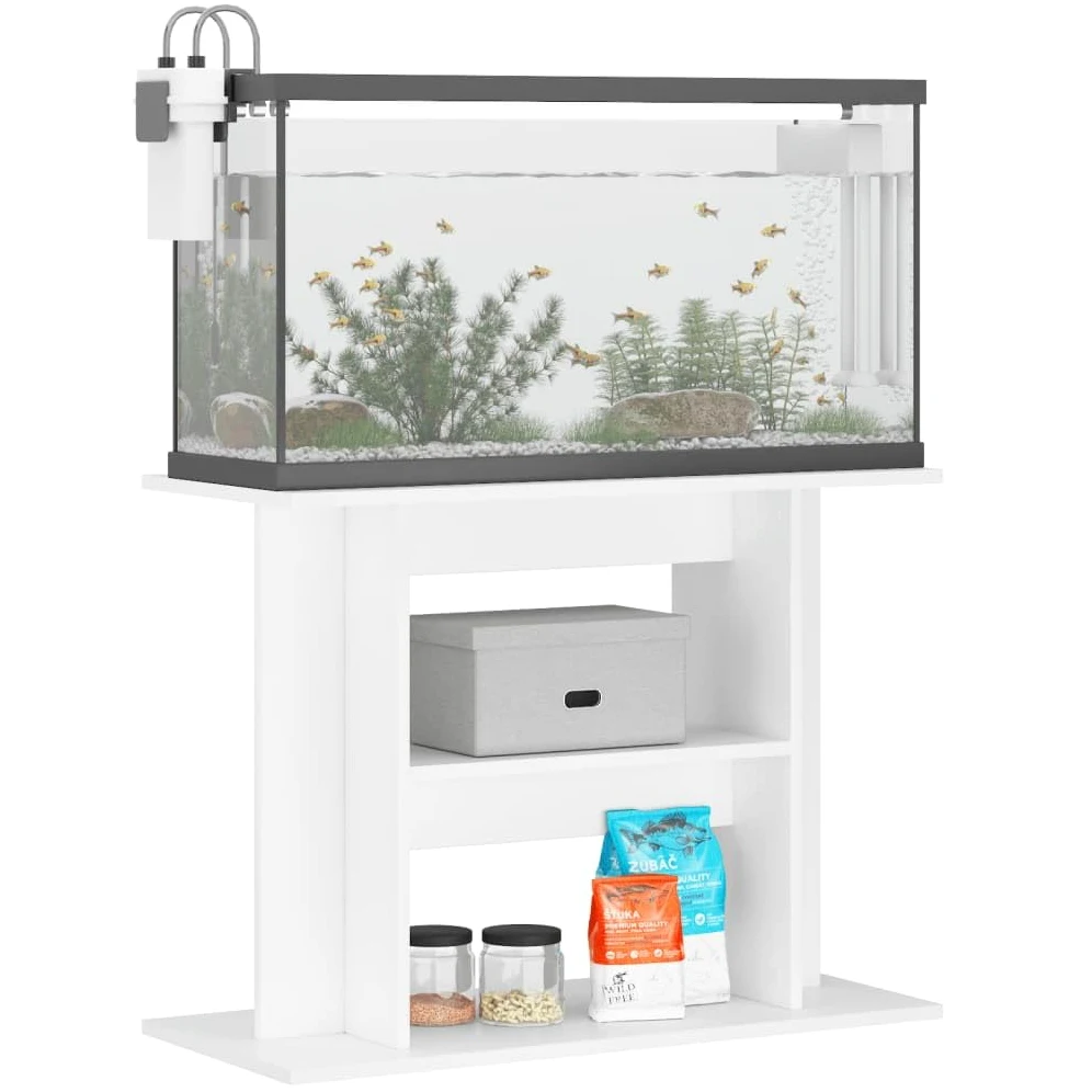 Homgoday Aquariumständer Aquarienunterschrank Aquarienschrank Aquarium Unterschrank Aquarium Tisch Terrarium Schrank Aquarium Stand Weiß 80x35x60 cm Holzwerkstoff