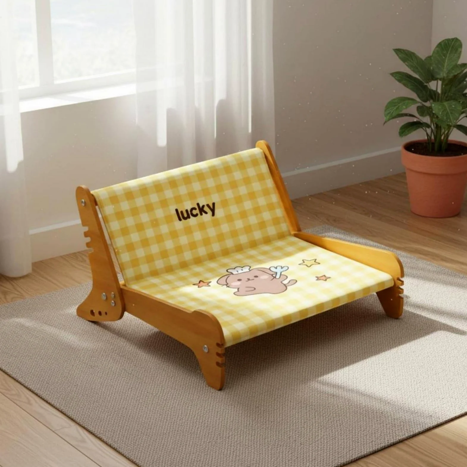 Katzen Kratzsofa Katzenbett Katzenliege Katzensofa mit Holzrahmen Und Jute Zum Kratzen Und Ausruhen für Wohnung Neben, 63.5 49 36cm, Stil DREI