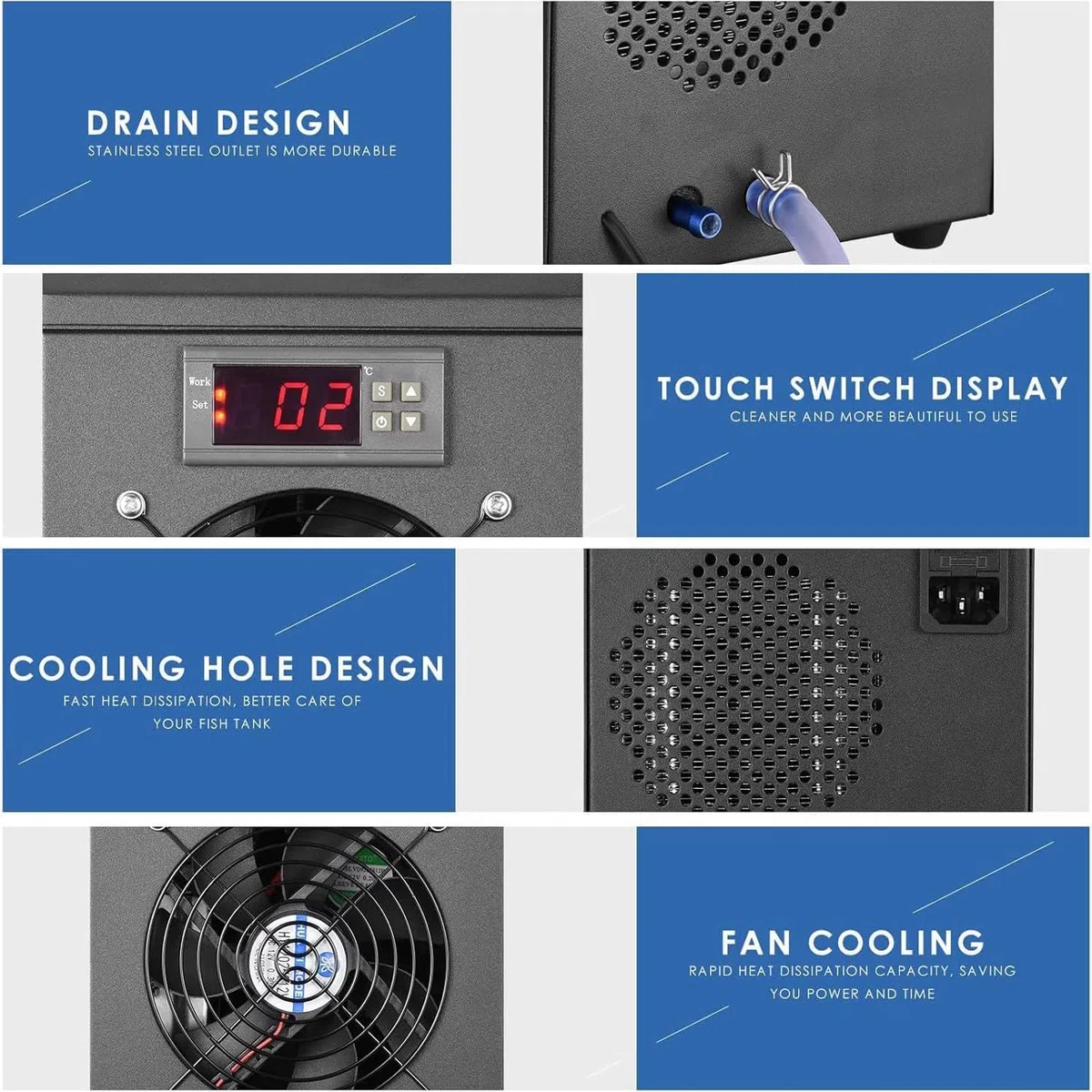 Aquarium-Kühler, Wasserkühlmaschine für Aquarien, leises Kompressor-Design für effektive Temperaturkontrolle in Süß- und Salzwasseraquarien