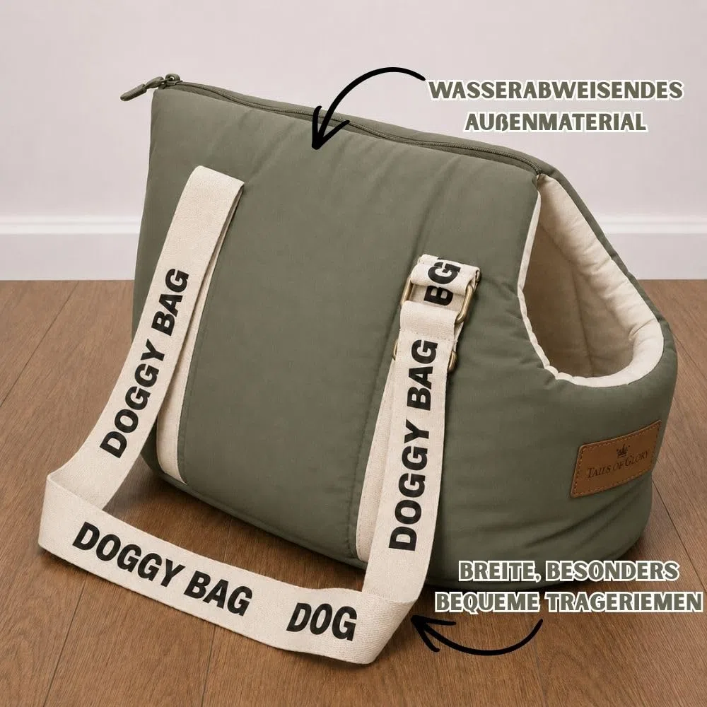 Hundetragetasche mit Reisebett für kleine Hunde und Katzen bis 8 kg | Tails of Glory: Transporttasche für Hunde und Katzen, bequem für Auto, Reisen und Alltag.