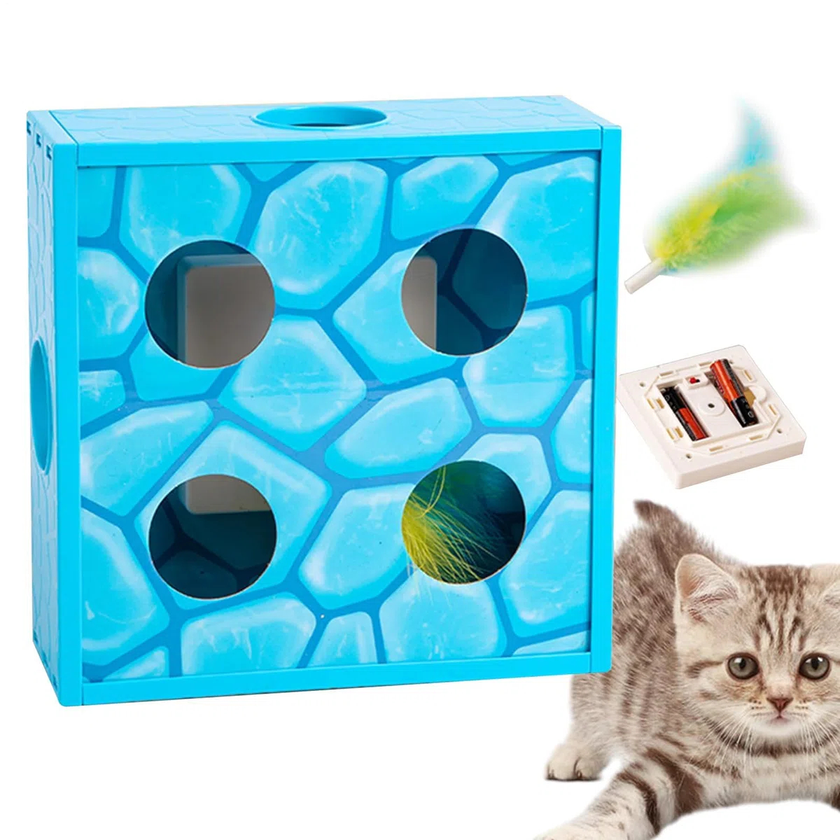 Katzenspielzeug, Interaktives Katzen-Puzzlespielzeug | for den Innen-Selbstspiel-Langeweile-Geburtstag im Freien-Wohnzimmer-Park(Blue)