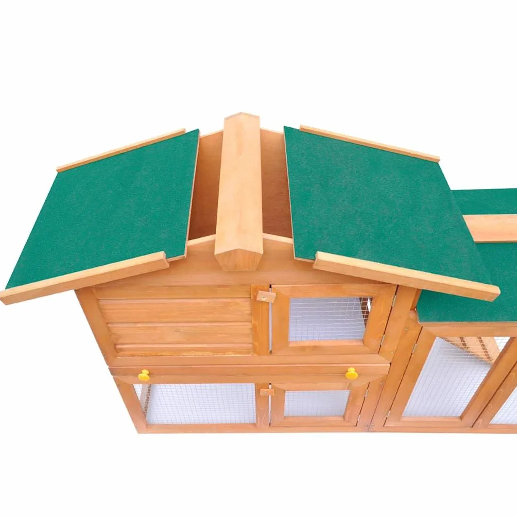 Großer Holz-Kaninchenstall mit 2 Ebenen, wetterfestem Dach, ausziehbarem Schubfach, stabilem Gitter, ideal für Kaninchen, Meerschweinchen, Nager, Indoor und Outdoor Nutzung