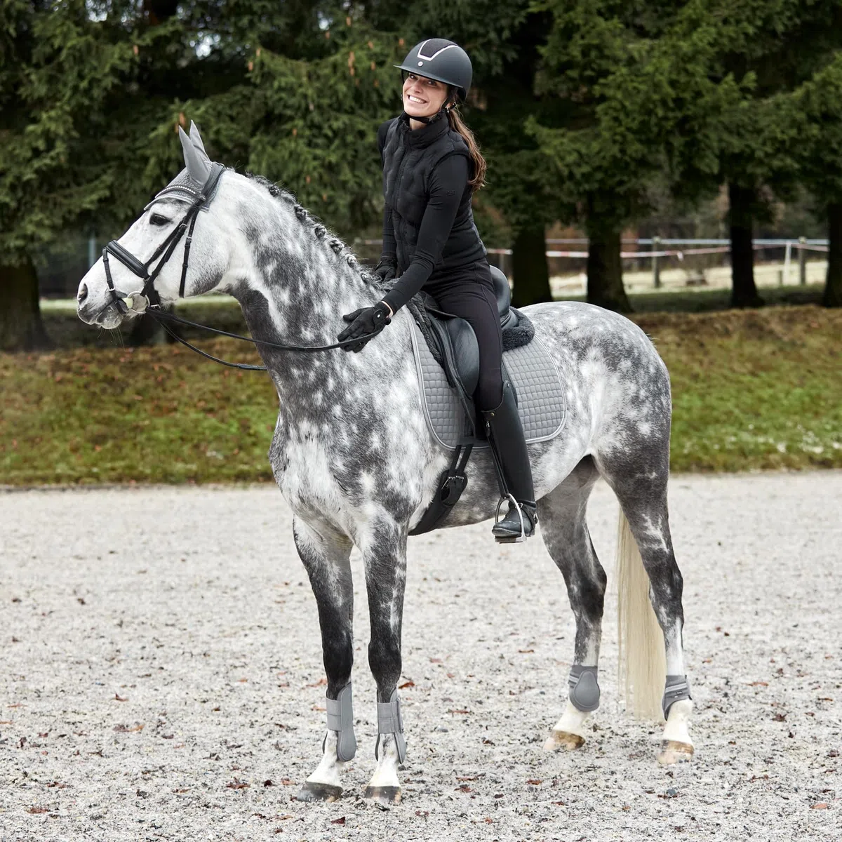 HORZE Schabracke Adepto, Schabracke Vielseitigkeit für Pferd und Pony, Grau, F