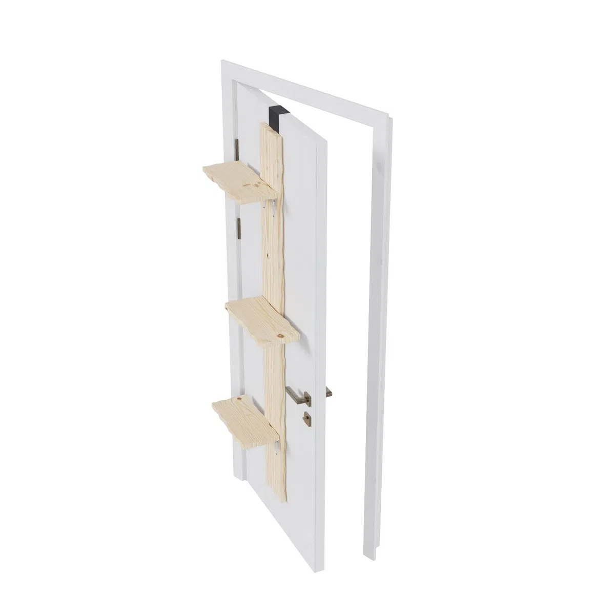 QLS Katzenleiter aus Kiefernholz Katzentreppe Türmontage 3 Stufen 180 cm DEKO