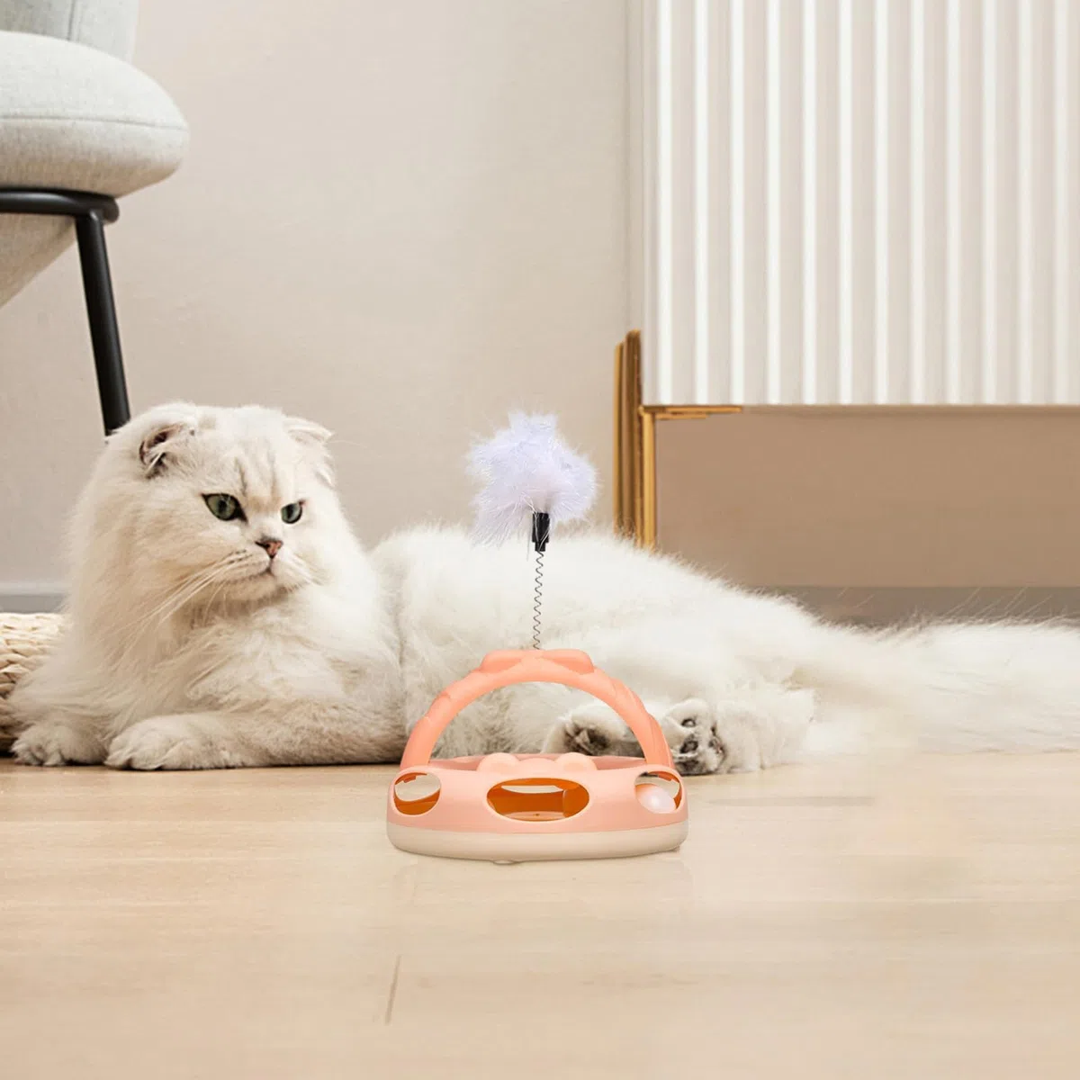 Katzenspielzeug, Katzenpuzzle-Drehteller-Ballspielzeug – Mentales Trainingspuzzle mit Federn