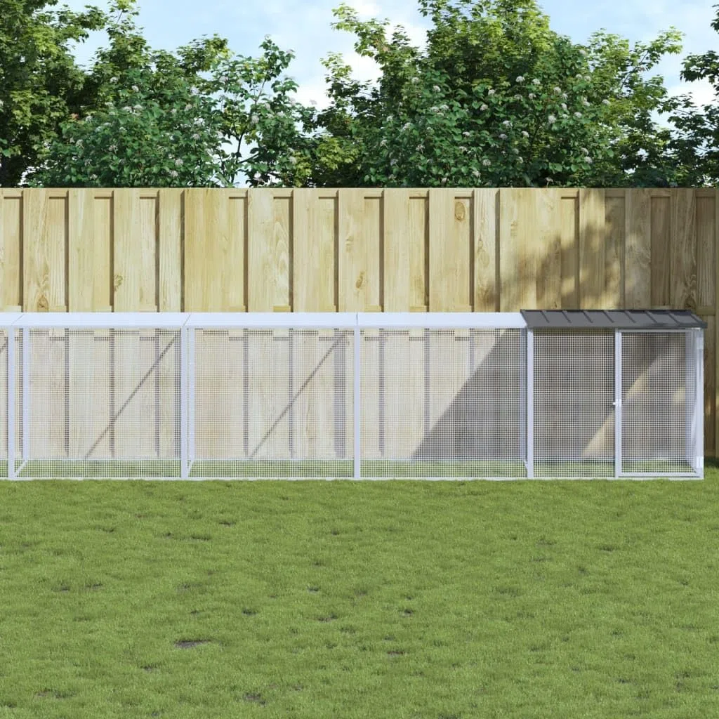 Hühnerkäfig mit Dach Anthrazit 803x98x90 cm Verzinkter Stahl - Großer Hühnerstall modularer Erweiterungskäfig für Hühner Hennen Enten und Kleintiere Kleintierstall Freigehege Outdoorgehege
