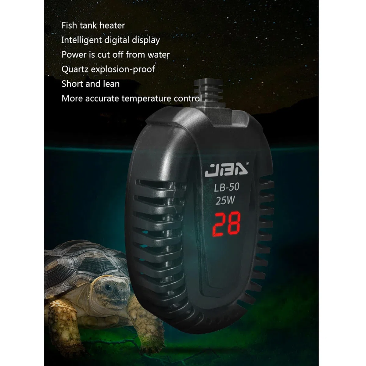 Heizstab für Aquarien, automatische konstante Temperatur, Mini-Schildkröten-Wärmestab, geeignet für niedrigen Wasserstand, 25 W (50 W)