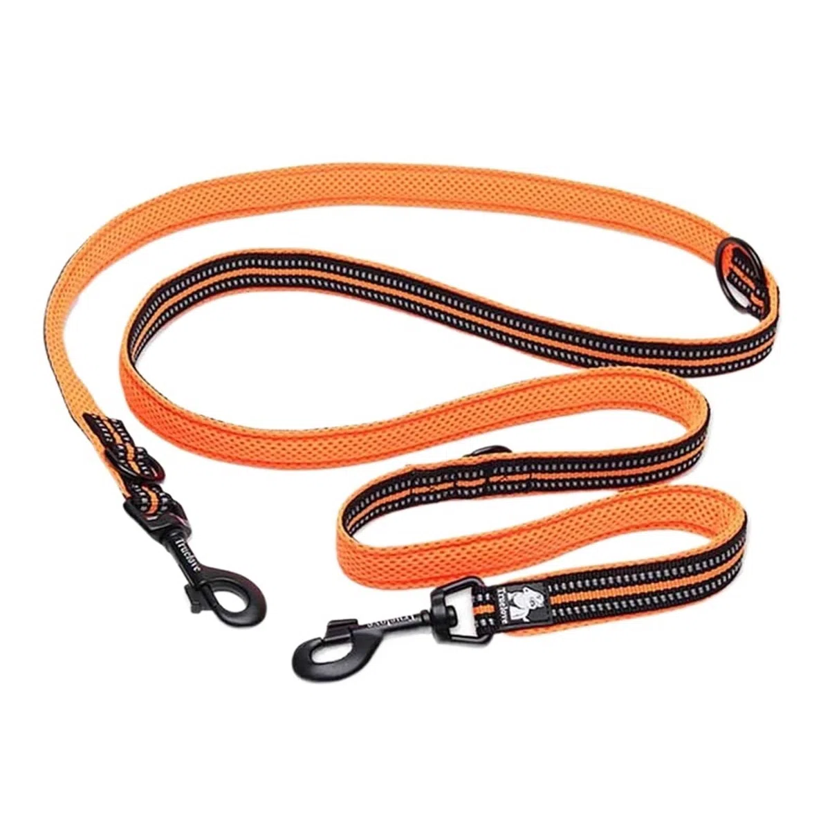 Joggingleine Hunde Mit Bauchgurt 7 in 1 Nylon Handfreier Hundegurt for Spazierengehen Doppelhaken Multifunktionaler Hunde-Doppelgurt(Orange,L)