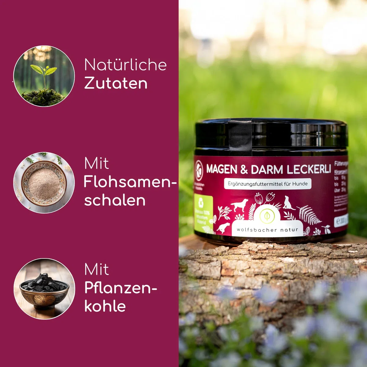 Verdauungs-Snack für Hunde | Magen & Darm Leckerli 4 x | Leckerlis mit präbiotischer Hefe & Kräutern | Rein natürlich, Unterstützt Darmflora & normalen KOT