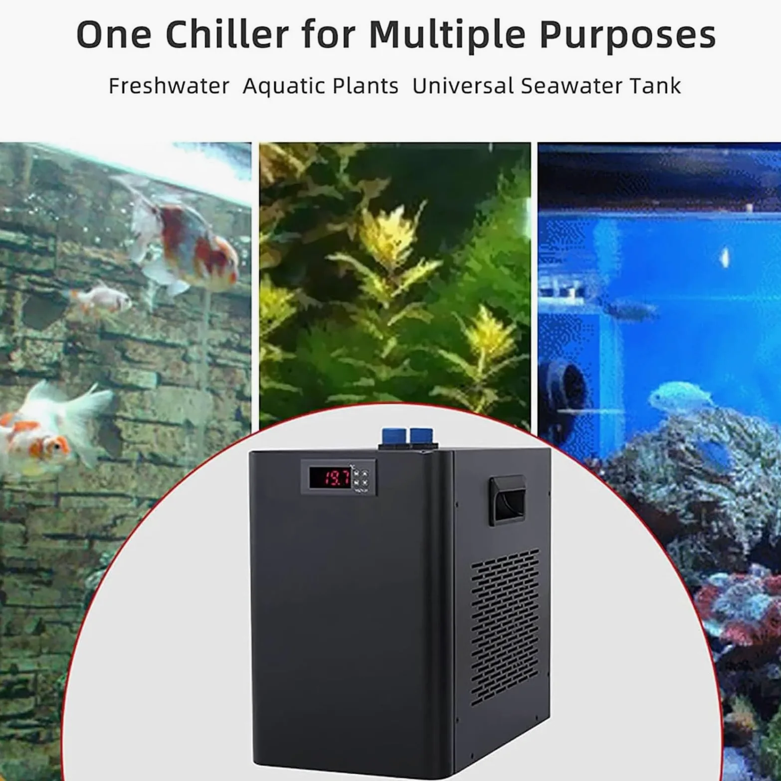 Aquariumkühler mit leisem Kompressor, effiziente Wasserkühlungslösung für Aquarien, Hydrokultursysteme und Korallenriffe