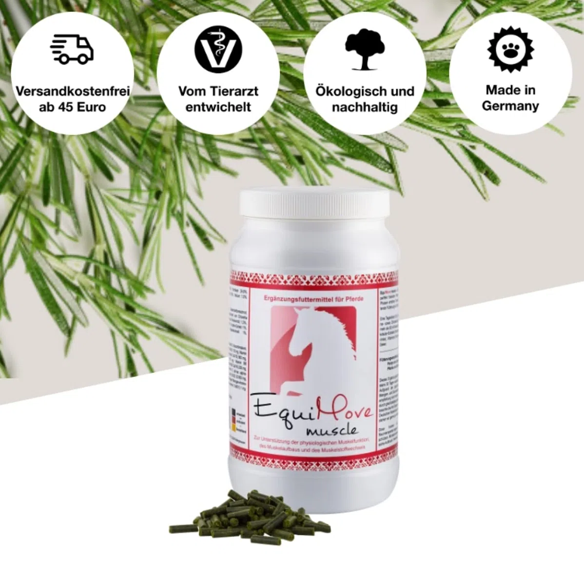 2 Dosen EquiMove Muscle Power Pellets | für Muskelaufbau und besseres Training | auch bei Problemen der Muskulatur | mit Spirulina, Chlorella, Gamma-Oryzanol, Aminosäuren, Vitaminen