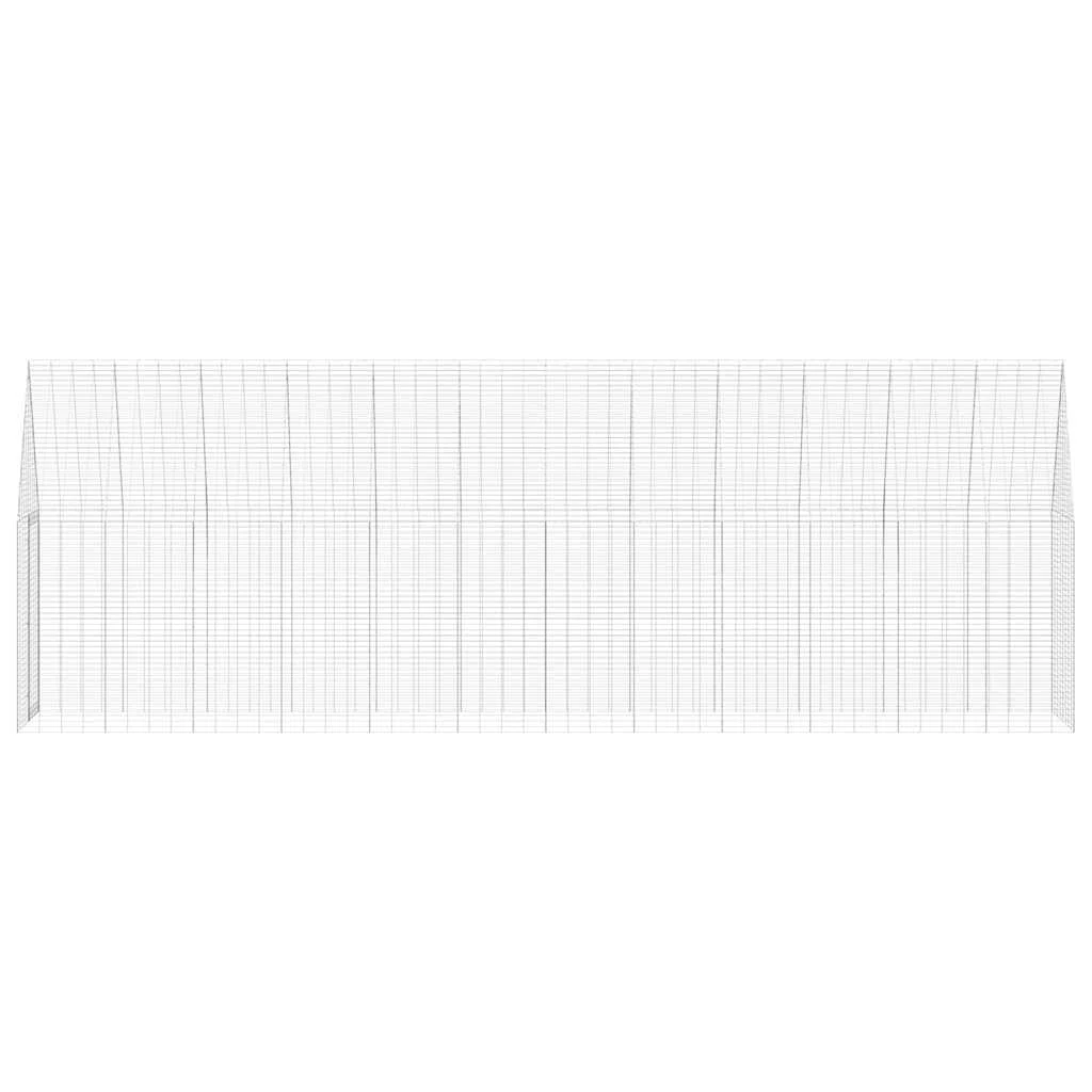 Hühnerkäfig aus verzinktem Stahl, 2-teilig, 600 x 100 x 210 cm, wetterfestes Kleintiergehege mit Schutz, sicherer Auslauf für Kaninchen, Meerschweinchen, Hamster und Nager
