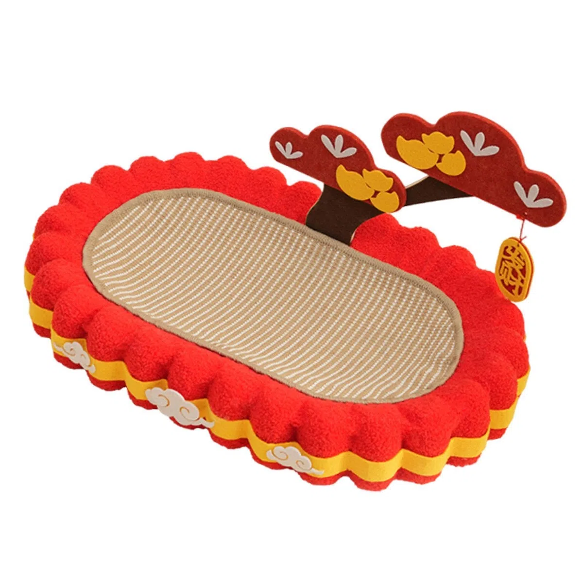 Kratzfester Katzenkratzer Mit Hängetag – 64X cm | kratzfestes Material, atmungsaktiv, ovales Design, vielseitig einsetzbar