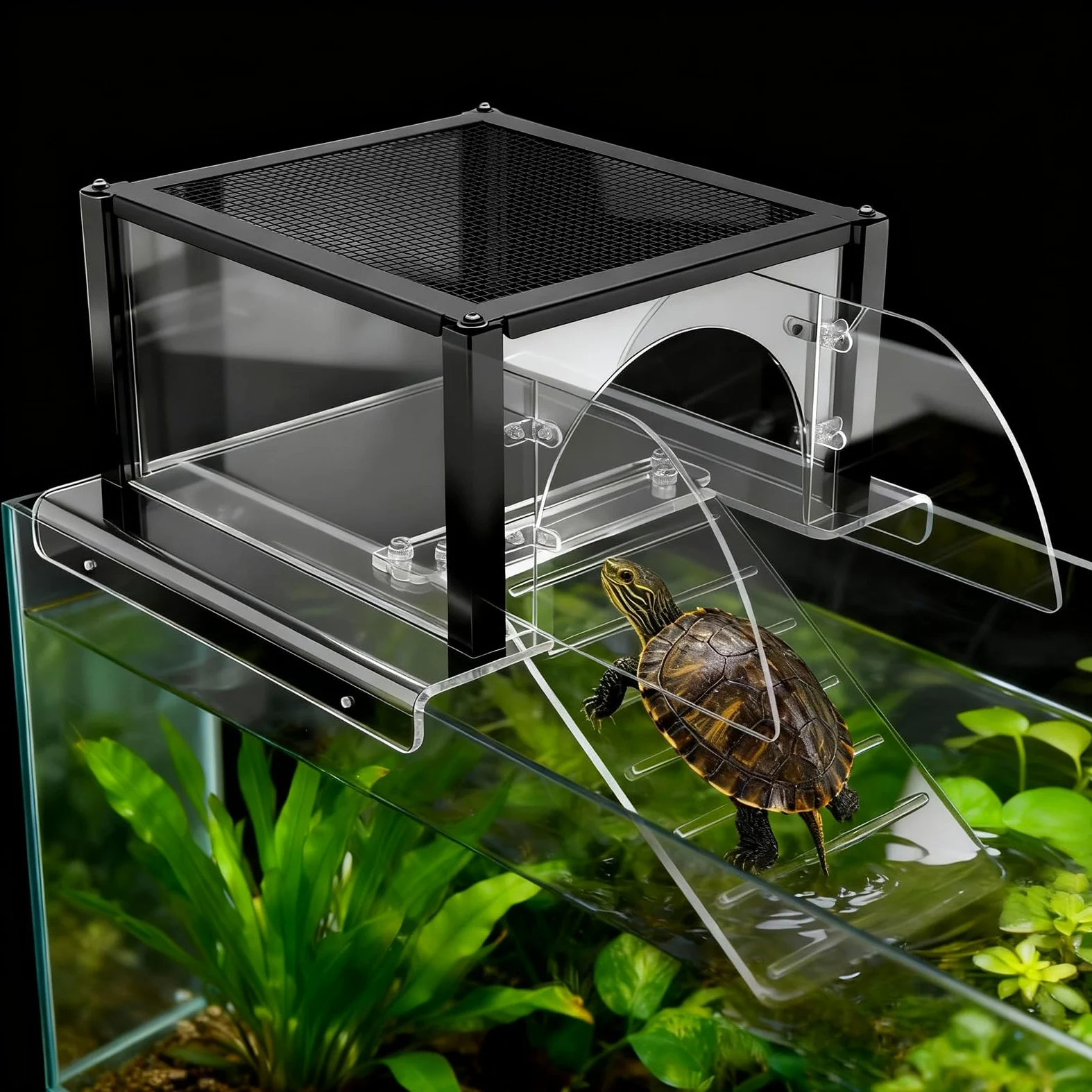 Schildkrötenaufsatz, Sonnenplattform für Wasserschildkröten, Passendes Aquarium Breite 25-34cm, Schildkröten Terrarium, Schildkrötenhaus, Turtle Dock Ruheplatz, Wasserschildkröten Aquarium Zubehör