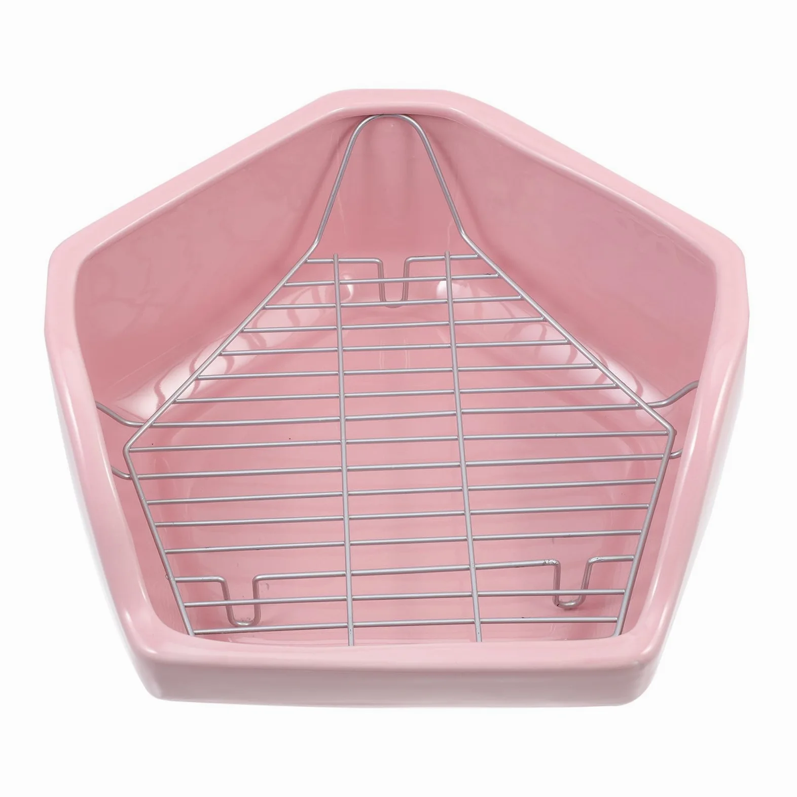 SOLUSTRE Keramik Kaninchen Toilette in Pentagonaler Form Kippsicher und Leicht zu Reinigen mit Abnehmbaren Gittern für Kleintiere im Stall