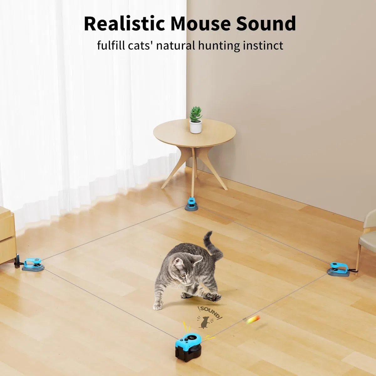 Katzenspielzeug Selbstbeschäftigung, Interaktives Katzen Spielzeug, Federspielzeug für Katze Elektrisch, DIY Simuliertes Katzenjagdspielzeug, Katzen Laufband, Dualmodus, einstellbare Geschwindigkeit
