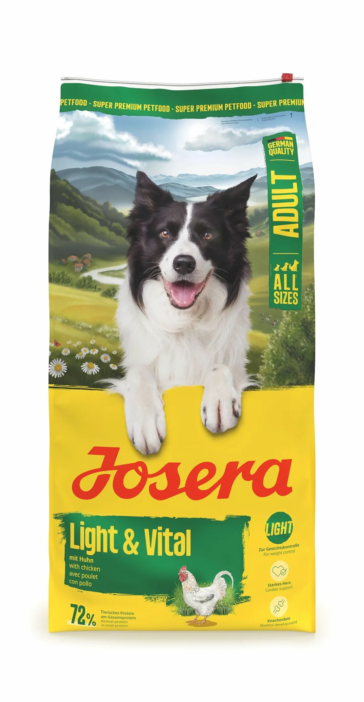 JOSERA Light & Vital (1 x 12,5 kg) | Adult | Premium Trockenfutter mit Huhn & Erbse für ausgewachsene Hunde | wenig Fett & viel Protein zur Gewichtskontrolle | leicht verdaulich | weizenfrei | 1x