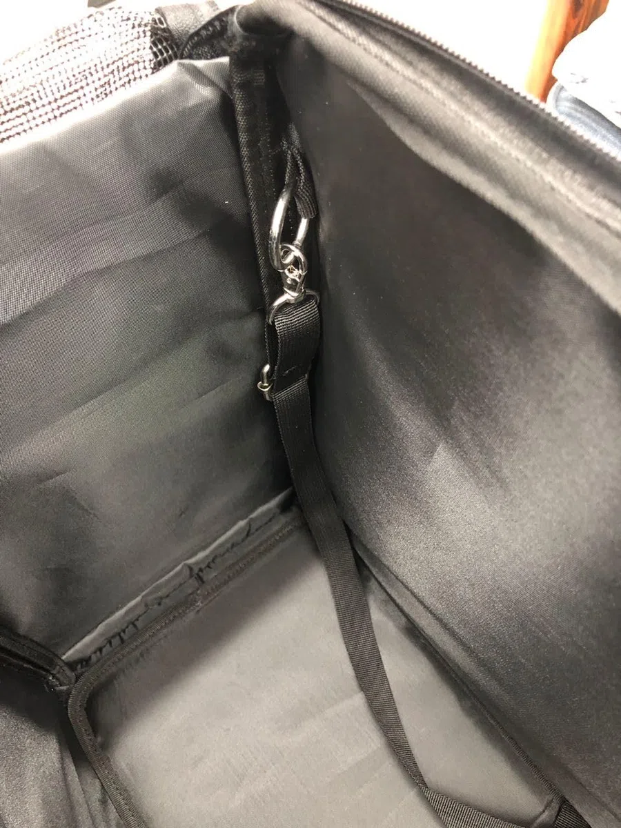 Premium Hundeflugtasche 55x40x23 cm PET EUWI | aus recycelten PET-Flaschen | wasserabweisend und belastbar bis 12 kg, große Mesh-Öffnung, Rucksackfunktion & Trolley-Befestigung